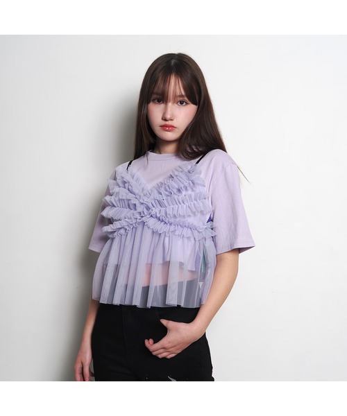 RADIO EVA(ラヂオエヴァ)の「RADIO EVA A331 EVANGELION Jacquard Cropped T-Shirt(Tシャツ/カットソー・レディース・ブラック/パープル/クリーム・FREE)」の7枚目の写真