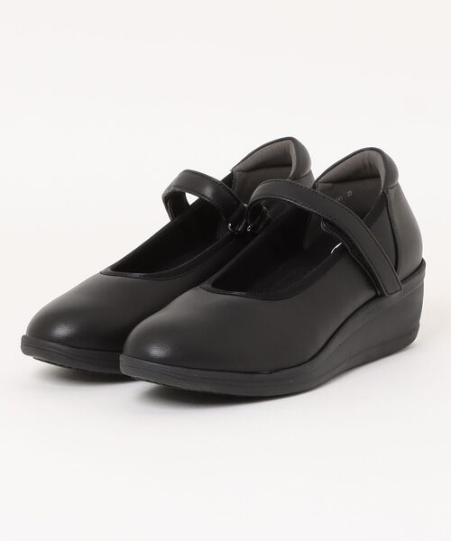 UnReef(アンリーフ)の「ウェッジヒールメリージェーンパンプス(パンプス・レディース・ブラック/シルバー・24.5cm/24.0cm/23.5cm/23.0cm/22.5cm)」の1枚目の写真