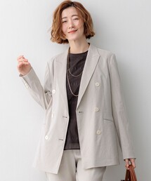 リネンレーヨンストレッチ ダブルジャケット