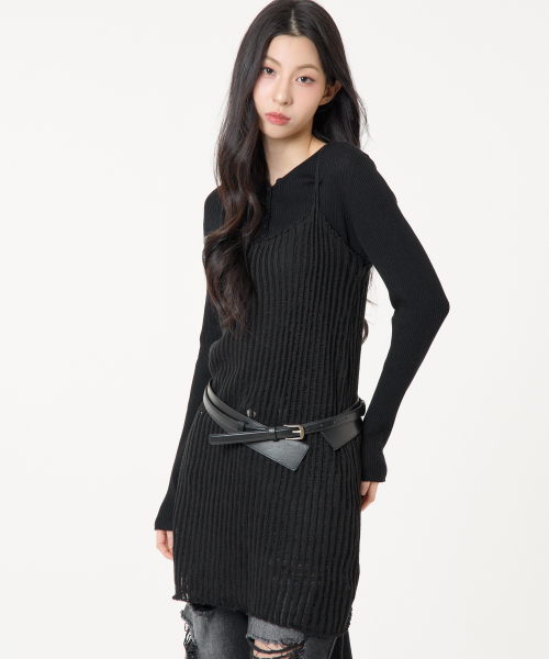 UNKNOWN PLANET（アンノウンプラネット）の「スカシニットトップドレスブラック（Tシャツ/カットソー・レディース・その他・FREE）」の3枚目の写真