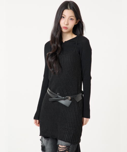 UNKNOWN PLANET（アンノウンプラネット）の「スカシニットトップドレスブラック（Tシャツ/カットソー・レディース・その他・FREE）」の4枚目の写真
