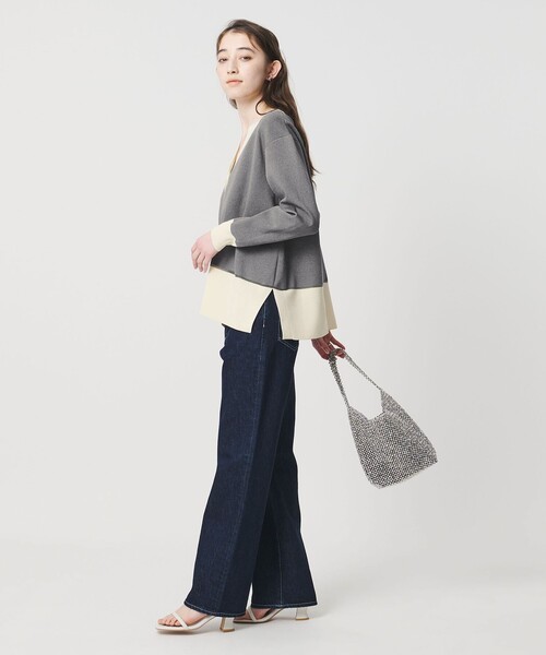 UNITED ARROWS（ユナイテッドアローズ）の「ミニマル 2WAY カーディガン ‐ウォッシャブル‐（カーディガン/ボレロ・レディース・ネイビー/ダークブラウン/グレー系・FREE）」の6枚目の写真