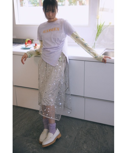 FURFUR（ファーファー）の「GARDENプリントTシャツ（Tシャツ/カットソー・レディース・ラベンダー/チャコールグレー/ライトブルー・F）」の6枚目の写真