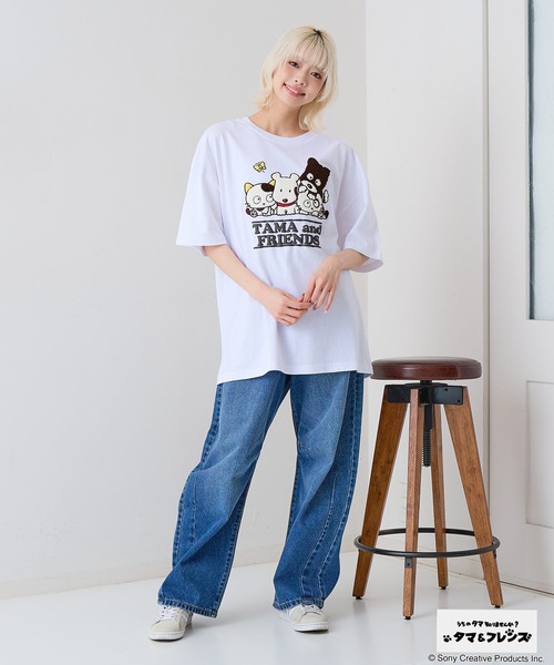 JEANS MATE（ジーンズメイト）の「【タマ＆フレンズ～うちのタマ知りませんか？】【コットン100%のしっかりした生地】オリジナルデザインTシャツ バイキンくん 刺繍 ドロップショルダー ユニセックス（Tシャツ/カットソー・メンズ・ベージュ系その他2/ホワイト系その他/ブルー系その他2/ブラック系その他・LARGE/MEDIUM/SMALL/X-LARGE）」の7枚目の写真