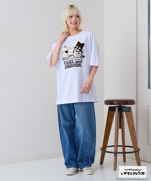 JEANS MATE（ジーンズメイト）の「【タマ＆フレンズ～うちのタマ知りませんか？】【コットン100%のしっかりした生地】オリジナルデザインTシャツ バイキンくん 刺繍 ドロップショルダー ユニセックス（Tシャツ/カットソー・メンズ・ベージュ系その他2/ホワイト系その他/ブルー系その他2/ブラック系その他・LARGE/MEDIUM/SMALL/X-LARGE）」の8枚目の写真