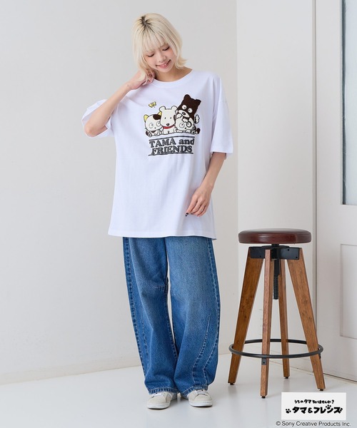 JEANS MATE（ジーンズメイト）の「【タマ＆フレンズ～うちのタマ知りませんか？】【コットン100%のしっかりした生地】オリジナルデザインTシャツ バイキンくん 刺繍 ドロップショルダー ユニセックス（Tシャツ/カットソー・メンズ・ベージュ系その他2/ホワイト系その他/ブルー系その他2/ブラック系その他・LARGE/MEDIUM/SMALL/X-LARGE）」の9枚目の写真