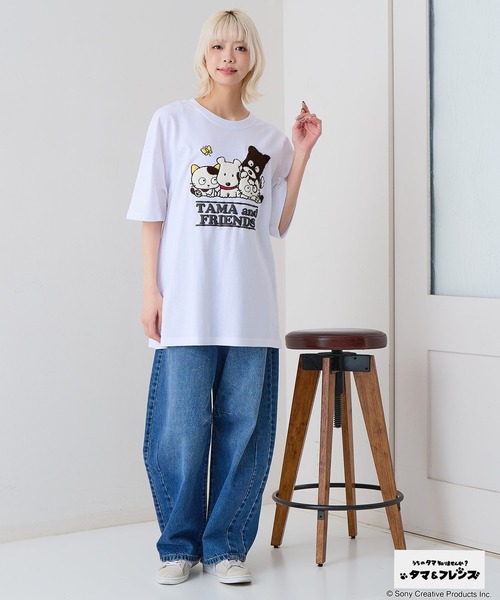 JEANS MATE（ジーンズメイト）の「【タマ＆フレンズ～うちのタマ知りませんか？】【コットン100%のしっかりした生地】オリジナルデザインTシャツ バイキンくん 刺繍 ドロップショルダー ユニセックス（Tシャツ/カットソー・メンズ・ベージュ系その他2/ホワイト系その他/ブルー系その他2/ブラック系その他・LARGE/MEDIUM/SMALL/X-LARGE）」の10枚目の写真