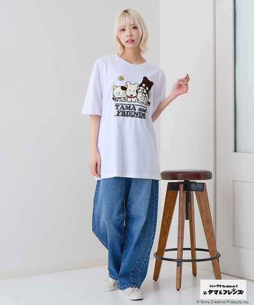 JEANS MATE（ジーンズメイト）の「【タマ＆フレンズ～うちのタマ知りませんか？】【コットン100%のしっかりした生地】オリジナルデザインTシャツ バイキンくん 刺繍 ドロップショルダー ユニセックス（Tシャツ/カットソー・メンズ・ベージュ系その他2/ホワイト系その他/ブルー系その他2/ブラック系その他・LARGE/MEDIUM/SMALL/X-LARGE）」の11枚目の写真