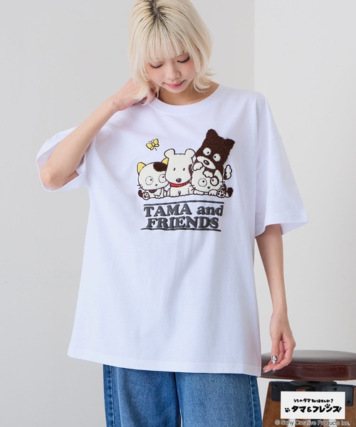 JEANS MATE（ジーンズメイト）の「【タマ＆フレンズ～うちのタマ知りませんか？】【コットン100%のしっかりした生地】オリジナルデザインTシャツ バイキンくん 刺繍 ドロップショルダー ユニセックス（Tシャツ/カットソー・メンズ・ベージュ系その他2/ホワイト系その他/ブルー系その他2/ブラック系その他・LARGE/MEDIUM/SMALL/X-LARGE）」の12枚目の写真