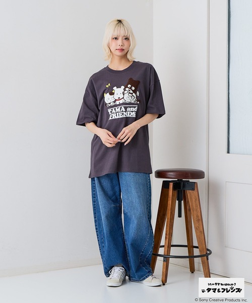 JEANS MATE（ジーンズメイト）の「【タマ＆フレンズ～うちのタマ知りませんか？】【コットン100%のしっかりした生地】オリジナルデザインTシャツ バイキンくん 刺繍 ドロップショルダー ユニセックス（Tシャツ/カットソー・メンズ・ベージュ系その他2/ホワイト系その他/ブルー系その他2/ブラック系その他・LARGE/MEDIUM/SMALL/X-LARGE）」の22枚目の写真