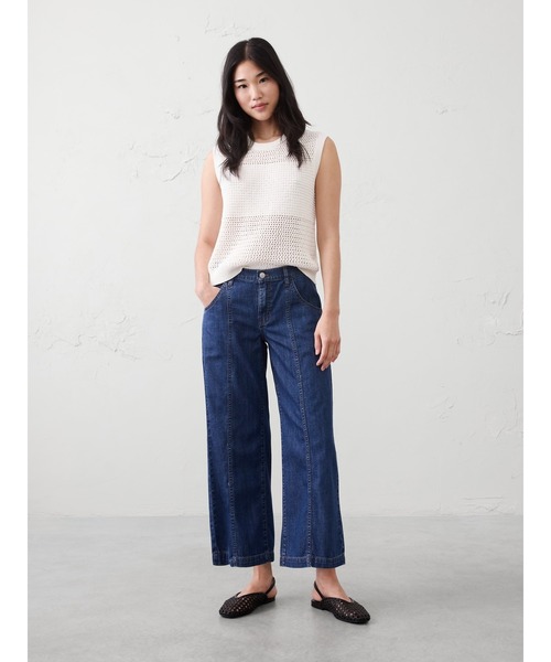 BANANA REPUBLIC FACTORY STORE(バナナリパブリック ファクトリーストア)の「BANANA REPUBLIC FACTORY STORE ミッドライズ ワイドレッグ サマーウェイト クロップド ジーンズ(デニムパンツ・レディース・インディゴブルー/ライトインディゴブルー・L/S/XS/M)」の3枚目の写真