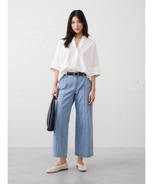 BANANA REPUBLIC FACTORY STORE(バナナリパブリック ファクトリーストア)の「BANANA REPUBLIC FACTORY STORE ミッドライズ ワイドレッグ サマーウェイト クロップド ジーンズ(デニムパンツ・レディース・インディゴブルー/ライトインディゴブルー・L/S/XS/M)」の6枚目の写真