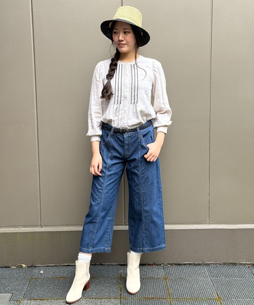 BANANA REPUBLIC FACTORY STORE(バナナリパブリック ファクトリーストア)の「BANANA REPUBLIC FACTORY STORE ミッドライズ ワイドレッグ サマーウェイト クロップド ジーンズ(デニムパンツ・レディース・インディゴブルー/ライトインディゴブルー・L/S/XS/M)」の8枚目の写真