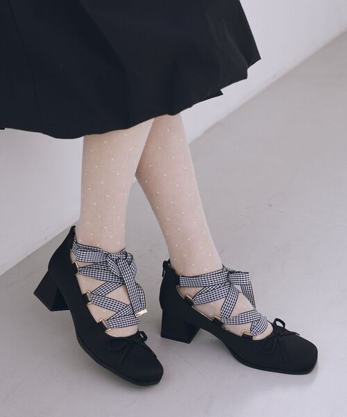 イタリア製 MASSIMO PALAZZO サテン×蛇革 レースアップパンプス セール】レースアップサテンパンプス（パンプス）｜Maison de FLEUR