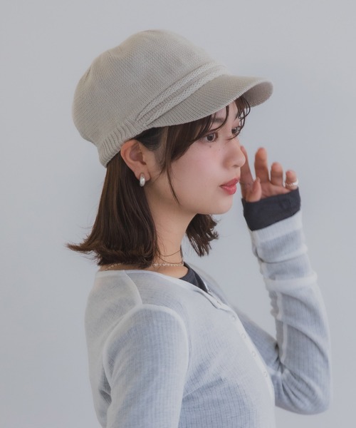 polcadot（ポルカドット）の「サーモニット キャスケット / 軽量 洗える帽子（キャップ・レディース・アイボリー/ブラック/ライトグレー・FREE）」の3枚目の写真