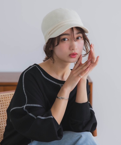 polcadot（ポルカドット）の「サーモニット キャスケット / 軽量 洗える帽子（キャップ・レディース・アイボリー/ブラック/ライトグレー・FREE）」の12枚目の写真