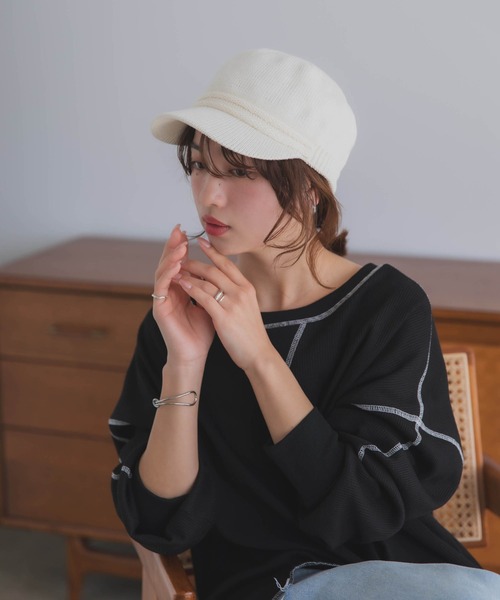 polcadot（ポルカドット）の「サーモニット キャスケット / 軽量 洗える帽子（キャップ・レディース・アイボリー/ブラック/ライトグレー・FREE）」の18枚目の写真