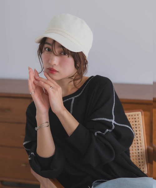 polcadot（ポルカドット）の「サーモニット キャスケット / 軽量 洗える帽子（キャップ・レディース・アイボリー/ブラック/ライトグレー・FREE）」の9枚目の写真