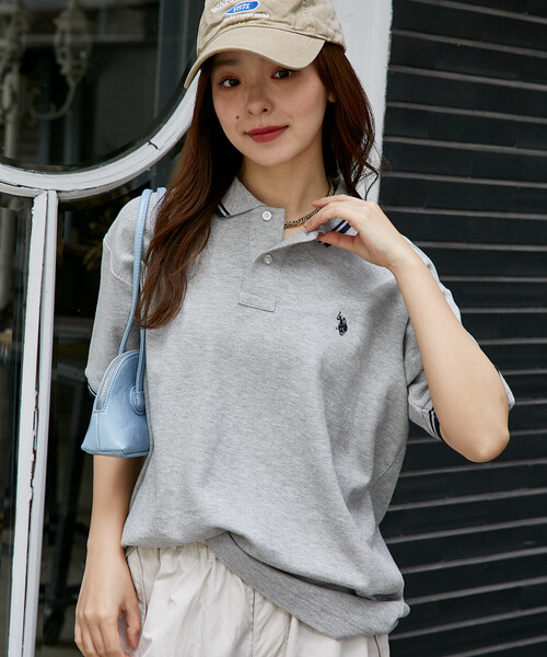 U.S. POLO ASSN.（ユーエスポロアッスン）の「U.S. POLO ASSN. × PUBLUX/ユーエスポロアッスン 別注 ワンポイント 刺繍 鹿の子 ポロシャツ　限定展開（ポロシャツ・メンズ・ネイビー/ライトグレー/ホワイト/ブラック/チャコールグレー/ブラウン・SMALL/LARGE/MEDIUM）」の4枚目の写真