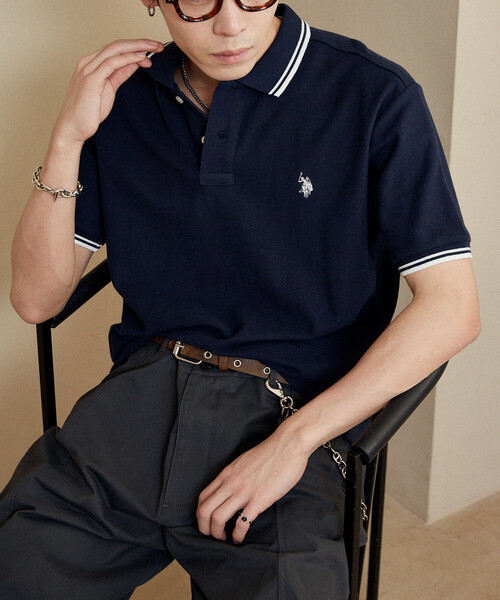 U.S. POLO ASSN.（ユーエスポロアッスン）の「U.S. POLO ASSN. × PUBLUX/ユーエスポロアッスン 別注 ワンポイント 刺繍 鹿の子 ポロシャツ　限定展開（ポロシャツ・メンズ・ネイビー/ライトグレー/ホワイト/ブラック/チャコールグレー/ブラウン・SMALL/LARGE/MEDIUM）」の10枚目の写真