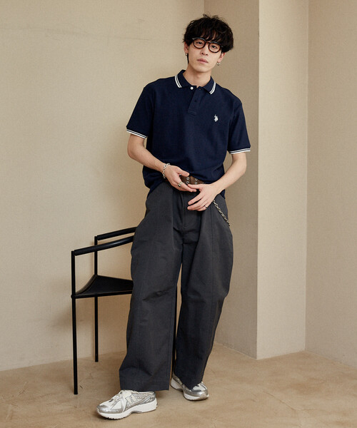 U.S. POLO ASSN.（ユーエスポロアッスン）の「U.S. POLO ASSN. × PUBLUX/ユーエスポロアッスン 別注 ワンポイント 刺繍 鹿の子 ポロシャツ　限定展開（ポロシャツ・メンズ・ネイビー/ライトグレー/ホワイト/ブラック/チャコールグレー/ブラウン・SMALL/LARGE/MEDIUM）」の12枚目の写真