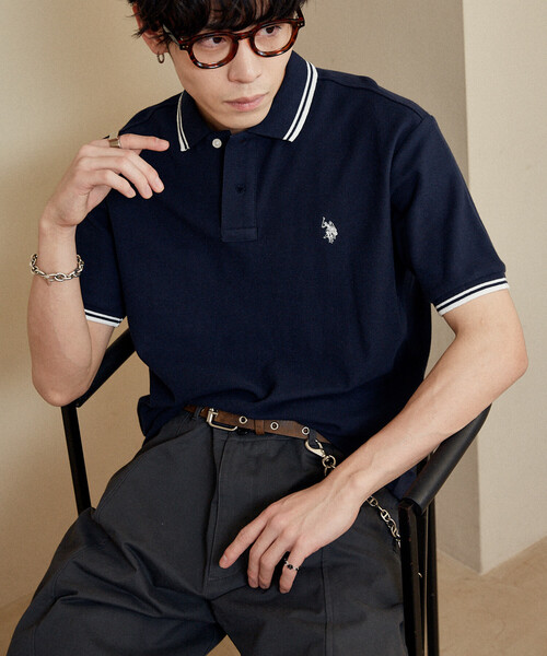 U.S. POLO ASSN.（ユーエスポロアッスン）の「U.S. POLO ASSN. × PUBLUX/ユーエスポロアッスン 別注 ワンポイント 刺繍 鹿の子 ポロシャツ　限定展開（ポロシャツ・メンズ・ネイビー/ライトグレー/ホワイト/ブラック/チャコールグレー/ブラウン・SMALL/LARGE/MEDIUM）」の15枚目の写真