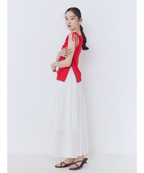 LAGUNAMOON（ラグナムーン）の「アシメギャザーリボンニットプルオーバー 【夏服】（ポロシャツ・レディース・ブラック/レッド/アイボリー・SMALL/MEDIUM/FREE）」の17枚目の写真