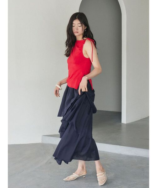 LAGUNAMOON（ラグナムーン）の「アシメギャザーリボンニットプルオーバー 【夏服】（ポロシャツ・レディース・ブラック/レッド/アイボリー・SMALL/MEDIUM/FREE）」の21枚目の写真