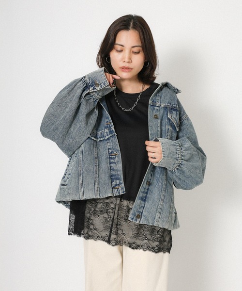 Floran（フローラン）の「裾レースレイヤードロンT（Tシャツ/カットソー・レディース・オフホワイト/ブラック・FREE）」の17枚目の写真