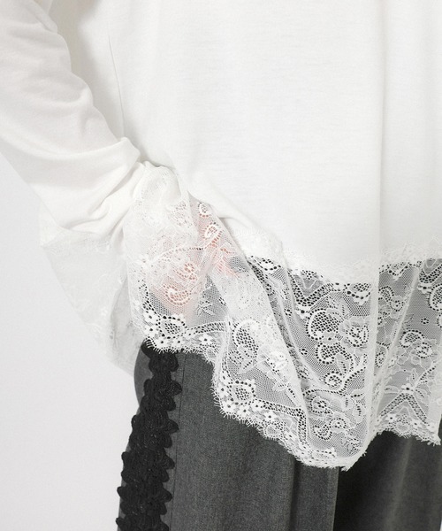 Floran（フローラン）の「裾レースレイヤードロンT（Tシャツ/カットソー・レディース・オフホワイト/ブラック・FREE）」の20枚目の写真
