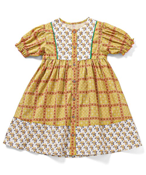 Seraph（セラフ）の「エスニック柄ワンピース（ワンピース・キッズ・マスタード/ブルー・80/90/100/110/120/130/140）」の2枚目の写真