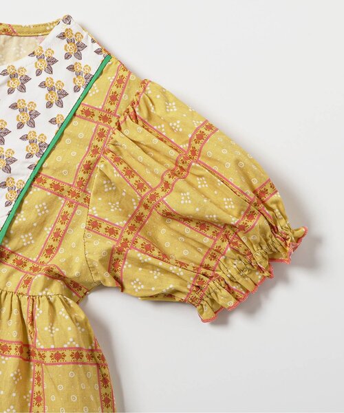 Seraph（セラフ）の「エスニック柄ワンピース（ワンピース・キッズ・マスタード/ブルー・80/90/100/110/120/130/140）」の5枚目の写真
