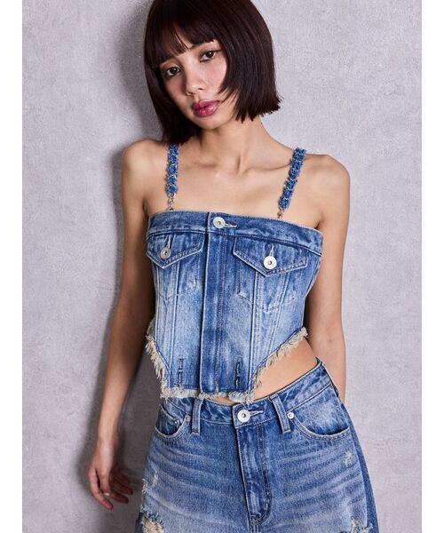 GYDA(ジェイダ)の「2WAYデニムチェーンロンパース(つなぎ/オールインワン・レディース・ブルー/その他2/ライトブルー・MEDIUM/SMALL)」の15枚目の写真