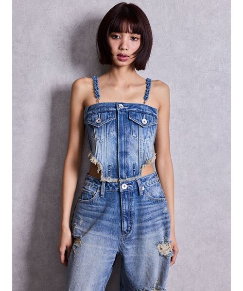 GYDA(ジェイダ)の「2WAYデニムチェーンロンパース(つなぎ/オールインワン・レディース・ブルー/その他2/ライトブルー・MEDIUM/SMALL)」の16枚目の写真