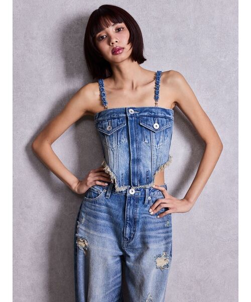 GYDA(ジェイダ)の「2WAYデニムチェーンロンパース(つなぎ/オールインワン・レディース・ブルー/その他2/ライトブルー・MEDIUM/SMALL)」の17枚目の写真