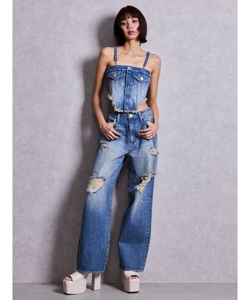 GYDA(ジェイダ)の「2WAYデニムチェーンロンパース(つなぎ/オールインワン・レディース・ブルー/その他2/ライトブルー・MEDIUM/SMALL)」の20枚目の写真