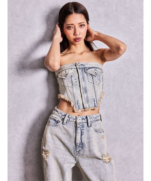 GYDA(ジェイダ)の「2WAYデニムチェーンロンパース(つなぎ/オールインワン・レディース・ブルー/その他2/ライトブルー・MEDIUM/SMALL)」の9枚目の写真
