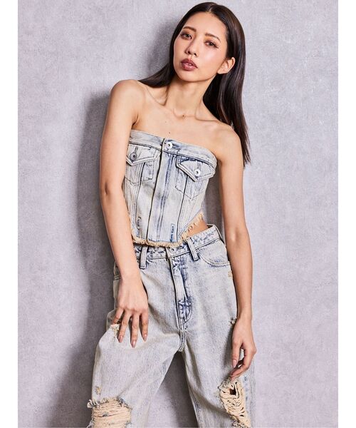 GYDA(ジェイダ)の「2WAYデニムチェーンロンパース(つなぎ/オールインワン・レディース・ブルー/その他2/ライトブルー・MEDIUM/SMALL)」の10枚目の写真