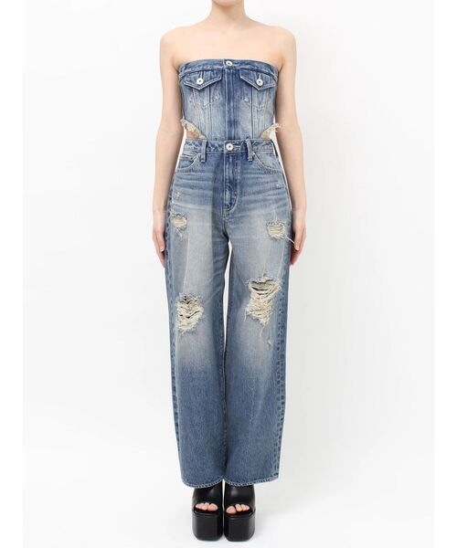 GYDA(ジェイダ)の「2WAYデニムチェーンロンパース(つなぎ/オールインワン・レディース・ブルー/その他2/ライトブルー・MEDIUM/SMALL)」の10枚目の写真
