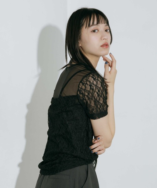 PAGEBOY(ページボーイ)の「バックシアーレースショートスリーブ(Tシャツ/カットソー・レディース・ブラック/オフホワイト・FREE)」の12枚目の写真