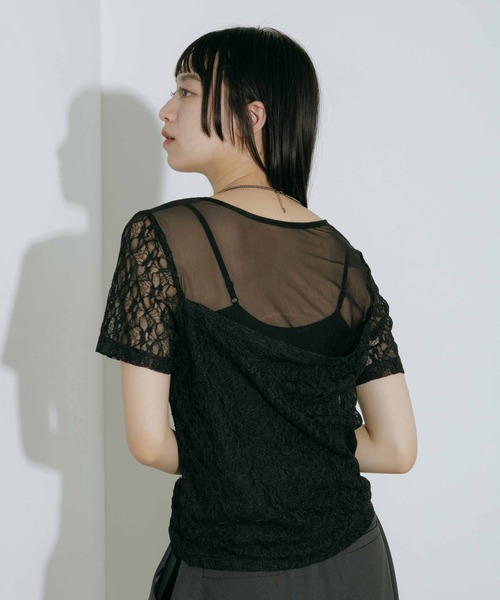PAGEBOY(ページボーイ)の「バックシアーレースショートスリーブ(Tシャツ/カットソー・レディース・ブラック/オフホワイト・FREE)」の13枚目の写真