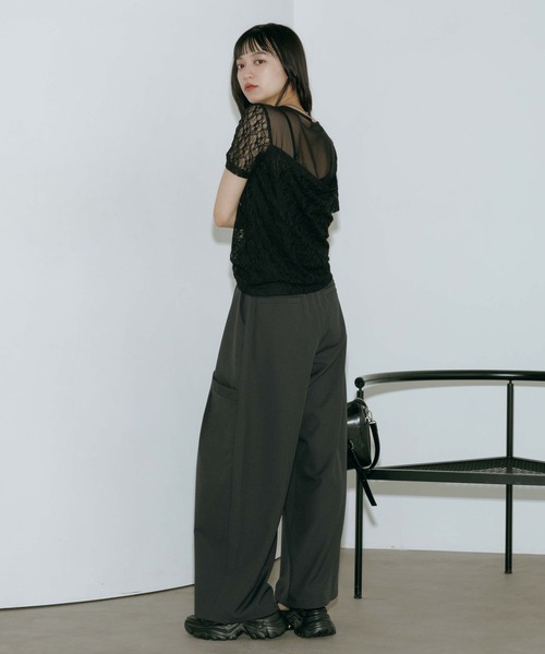 PAGEBOY(ページボーイ)の「バックシアーレースショートスリーブ(Tシャツ/カットソー・レディース・ブラック/オフホワイト・FREE)」の9枚目の写真
