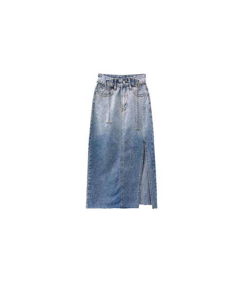 U:UME(ユーム)の「Chain Belt Denim Skirt(デニムスカート・レディース・ブルー・MEDIUM)」の1枚目の写真