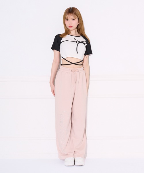 apres jour(アプレジュール)の「クロスリボンリンガーTシャツ(Tシャツ/カットソー・レディース・ブラック/ピンク・フリー/X-LARGE)」の5枚目の写真