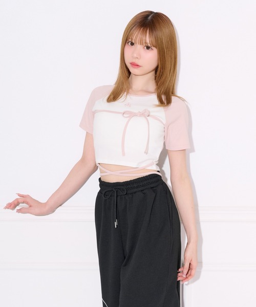 apres jour(アプレジュール)の「クロスリボンリンガーTシャツ(Tシャツ/カットソー・レディース・ブラック/ピンク・フリー/X-LARGE)」の18枚目の写真