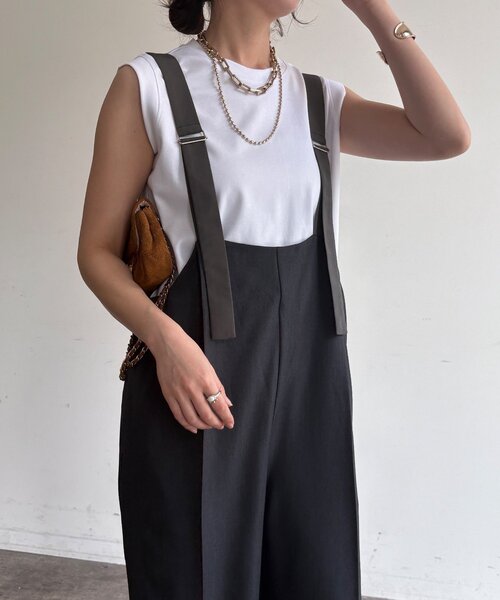 DouDou（ドゥドゥ）の「【WEB限定】ツイルサロペット（つなぎ/オールインワン・レディース・カーキ/チャコールグレー/グレイッシュベージュ・FREE）」の10枚目の写真