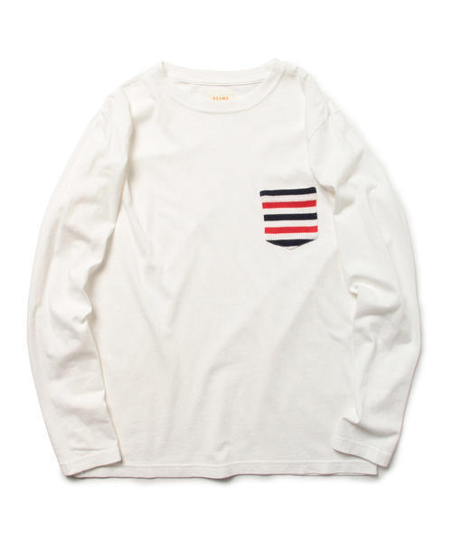BEAMS（ビームス）の「BEAMS / リブボーダー ポケット ロンTEE（Tシャツ/カットソー・メンズ・ブラック系その他/ネイビー/ホワイト・X-LARGE/MEDIUM/SMALL/LARGE）」の7枚目の写真