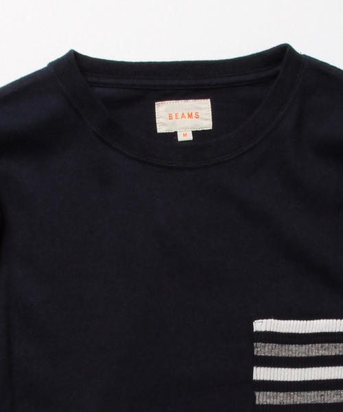 BEAMS（ビームス）の「BEAMS / リブボーダー ポケット ロンTEE（Tシャツ/カットソー・メンズ・ブラック系その他/ネイビー/ホワイト・X-LARGE/MEDIUM/SMALL/LARGE）」の14枚目の写真