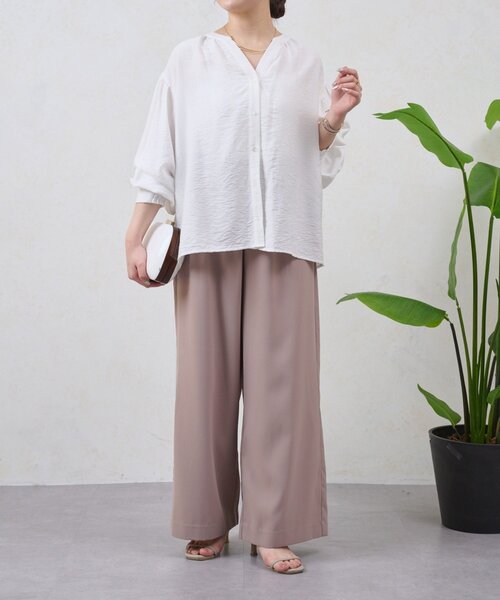 Jena espace merveilleux（ジェナ　エスパスメルヴェイユ）の「ジョーゼットキャタピラーパンツ（その他パンツ・レディース・ブラック/アイボリー/ベージュ・FREE）」の3枚目の写真