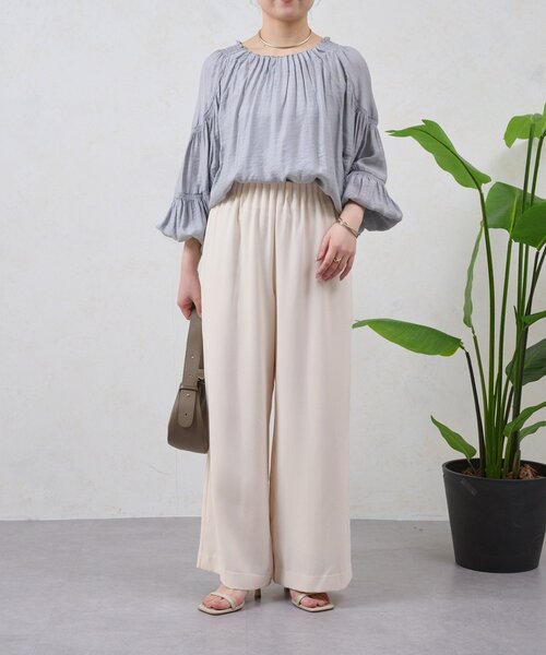 Jena espace merveilleux（ジェナ　エスパスメルヴェイユ）の「ジョーゼットキャタピラーパンツ（その他パンツ・レディース・ブラック/アイボリー/ベージュ・FREE）」の6枚目の写真